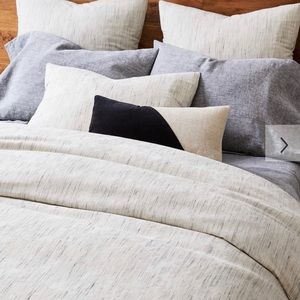 West Elm Washed Melange Jacquard Stripe Duvet Cover. Full/Queen